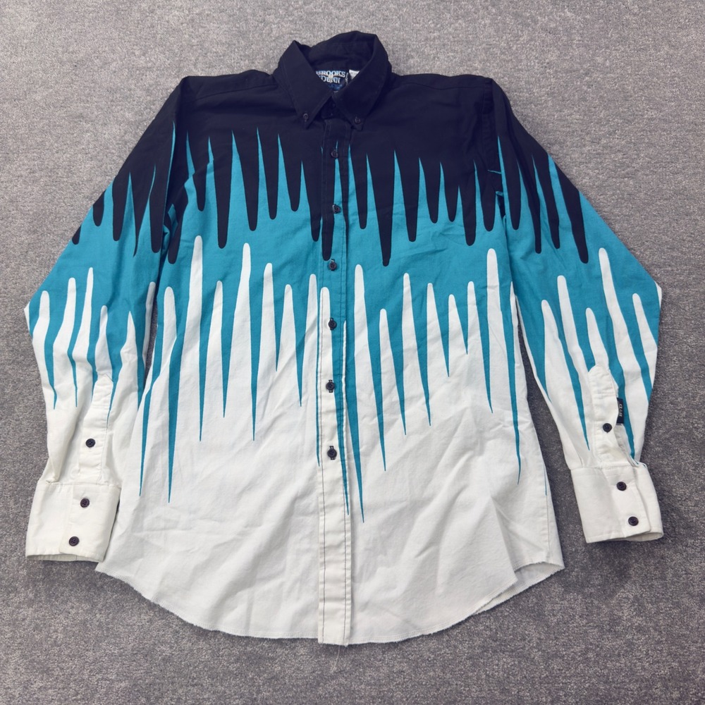 Brooks & Dunn Panhandle‎ Slim Shirt 16-35 Black Turquoise White Flame Graphic